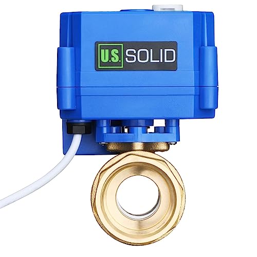U.S. Solid Motorisierter Kugelhahn - G1" Messing-Elektrischer Kugelhahn mit manueller Funktion, Standardport, 9-24V AC/DC und 3-Draht-1-Wege-Positive-Break-Setup von U.S. Solid