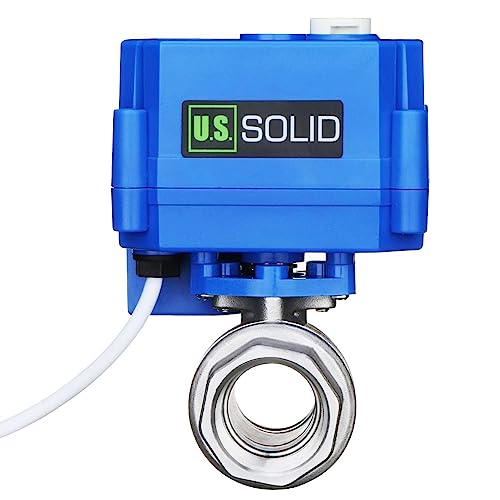 U.S. Solid Motorisierter Kugelhahn - G3/4" Edelstahl-Elektrischer Kugelhahn mit manueller Funktion, Vollport, G-Gewinde 9-24V AC/DC und 3-Draht-1-Wege-Positive-Break-Setup von U.S. Solid
