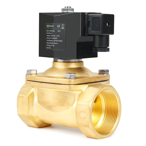 U.S. Solid Solenoid Valve Magnetventil Messing G 2" 230V AC stromlos geschlossen NC 0-10 bar, elektrisches Wasserventil für Wasser Luft Diesel Kerosin Benzin von U.S. Solid