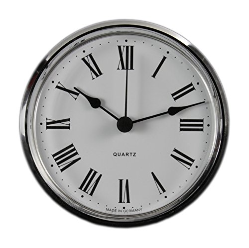U.T.S. Uhrwerk - Einsteckuhrwerk - Einbau-Uhr | Durchmesser Aufsicht 103 mm Quartz Uhrwerk Made in Germany (Römisch Silber) von U.T.S.