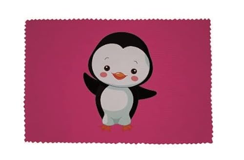 U24 Brillenputztuch Junger Pinguin Rosa Fahne Flagge Glasreinigungstuch Microfasertuch von U24