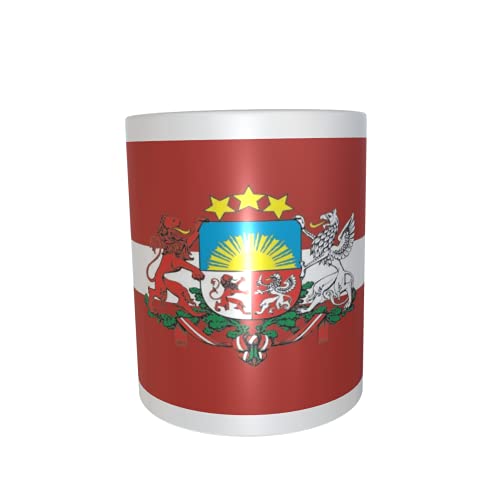 U24 Tasse Kaffeebecher Mug Cup Flagge Lettland mit Wappen von U24