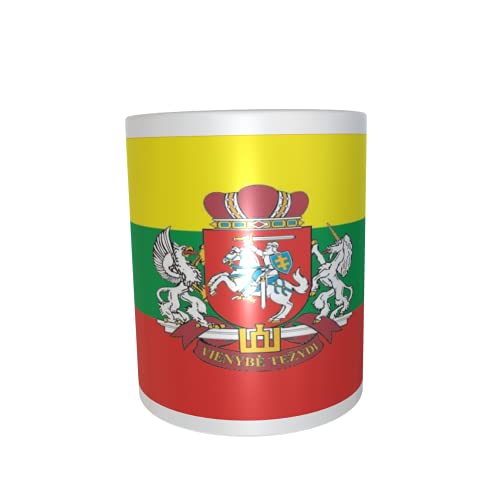 U24 Tasse Kaffeebecher Mug Cup Flagge Litauen mit Wappen von U24