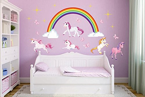 U24 Wandtattoo Einhorn-Set Aufkleber 72 x 78 cm Wandsticker von U24