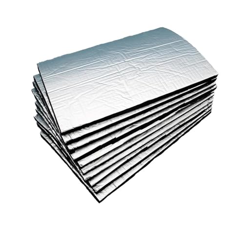 Motorwärmedämmkissen Selbstklebende Schallschutzbaumwolle für Automobile, geschlossenzelliger Schaumstoff, Aluminiumfolie, Schalldämmung, 5 mm, Matte, 25 x 18, cm Insulation Pad(20PCS) von UAGFDFF