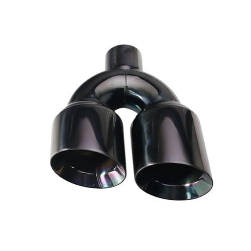 UAGFDFF Auspuffblende Auspuff 1 STÜCKE Edelstahl Schwarz 4''Dual Outlet Auspuffspitze Universal 2,5 Zoll Schalldämpfer Schwanz Y Rohr(H0EM20212i-L) von UAGFDFF