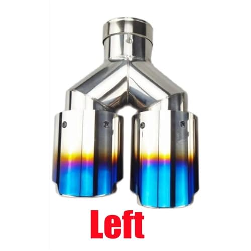 UAGFDFF Auspuffblende Auspuff 1 Stück Auto Universal Dual End Pipe Blau Edelstahl Auspuffblende Doppelendrohr Für(L 57MM IN 89MM Out) von UAGFDFF