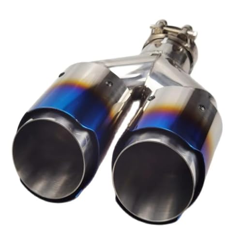 UAGFDFF Auspuffblende Auspuff 1 Stück Auto Universal Dual End Pipe Blau Edelstahl Auspuffspitze Doppelendrohr für Benz Auto-Endrohr(R 60MM IN 89MM Out) von UAGFDFF