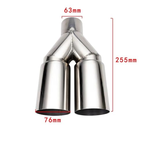 UAGFDFF Auspuffblende Auspuff 2,5 Zoll Edelstahl-Doppelauspuffspitze 3 Zoll flaches ausgeschnittenes Schalldämpfer-Endrohr einlagig(H0EQ20111) von UAGFDFF