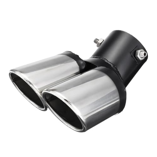 UAGFDFF Auspuffblende Auspuff 62mm Universal Auto Schalldämpfer Rohr Schwanz Edelstahl Gebogene Doppel Outlet Auspuff Spitze Einlass Auto Dekoration Chrom Endrohr von UAGFDFF