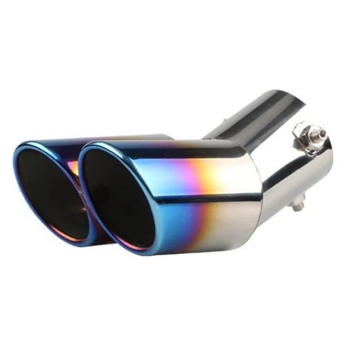 UAGFDFF Auspuffblende Auspuff Auto-Styling Auto-Dekoration Chrom-Endrohr Auto-Auspuffblende Schalldämpfer-Endrohr Edelstahl gebogen Doppelauslass universell(QP015BU) von UAGFDFF