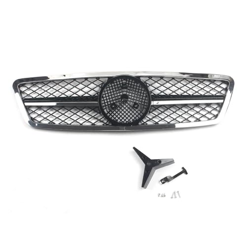 UAGFDFF Gitter Auto Frontstoßstange Racing Grill Billet Gril Tuning Für Mercedes Für Benz C-Klasse W203 2001-2007 Limousine 4D Wagon Kühler(Sliver) von UAGFDFF