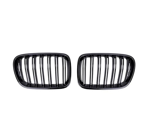 UAGFDFF Gitter Auto Frontstoßstangengitter 2 Lamellen Racing Grills für X3 F25 2011 2012 2013 Doppellamellen Doppellinie Nierengrill Kühler(Schwarz glänzend) von UAGFDFF