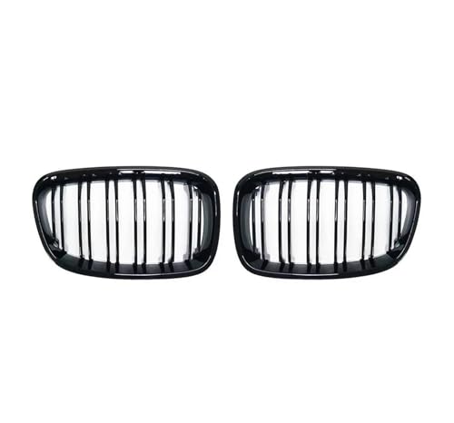 UAGFDFF Gitter Front Niere Kühlergrill Für 1 Serie F20 F21 2011 2012 2013 2014 Doppel Lamellen Linie Glanz Matt Schwarz Racing Grill Kühler(Glänzend schwarz) von UAGFDFF