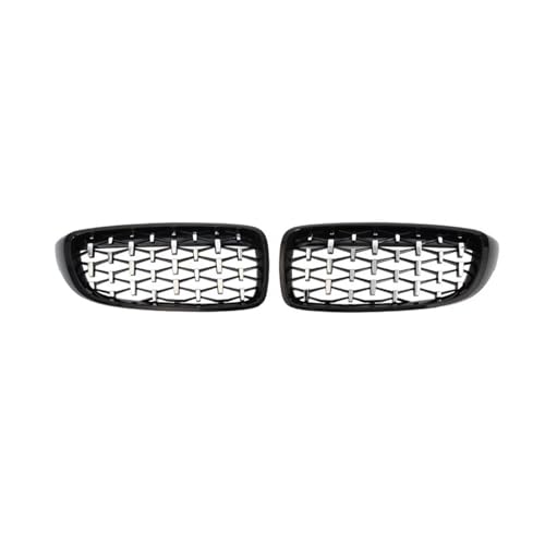 UAGFDFF Gitter Für M4 Für M3 Die 4 Serie Glänzend Schwarz ABS Racing Grill F32 F33 F36 F80 F82 F83 Front Stoßstange Diamant Form Styling Kühler(Black Silver) von UAGFDFF