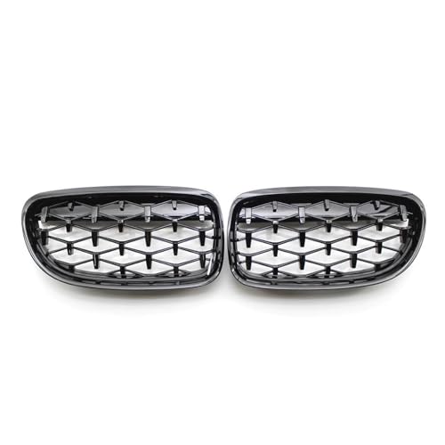 UAGFDFF Gitter Glänzender schwarzer Chrom-Grill im Meteor-Stil für 3er E90 E91 4 Türen LCI Facelift 2009–2012 51137201969 Kühler(Schwarz) von UAGFDFF
