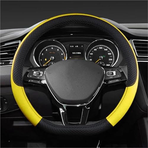 UAGFDFF Lenkradschoner Auto-Lenkradbezug In D-Form Universeller Volant-Zopf Am Lenkrad Modisch rutschfest Auto-Styling Lenkradabdeckung(Gelb) von UAGFDFF
