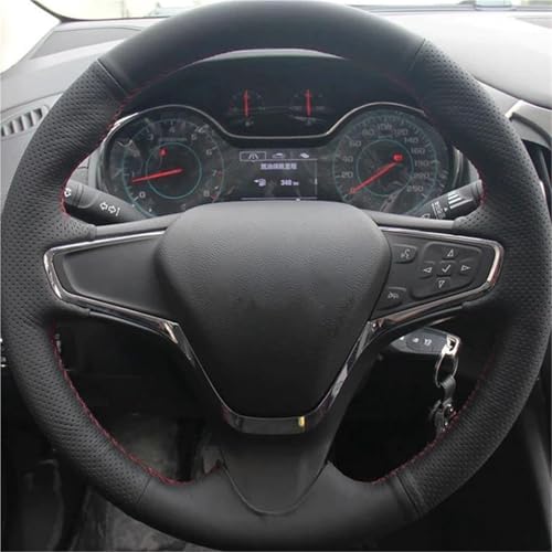 UAGFDFF Lenkradschoner Benutzerdefinierte Auto-Lenkrad-Geflechtabdeckung Für Chevy Für Cruze 2014-2018 Für Volt 2016 2017 Auto-Innenausstattung Lenkradabdeckung(Brown Thread) von UAGFDFF