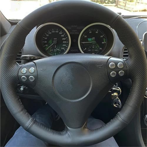 UAGFDFF Lenkradschoner Benutzerdefinierte Auto-Lenkrad-Geflechtabdeckung Für Mercedes Für Benz C-Klasse W203 SLK-Klasse R171 2004-2008 Auto-Innenausstattung Lenkradabdeckung(Green Thread) von UAGFDFF