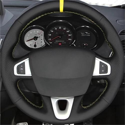 UAGFDFF Lenkradschoner Benutzerdefinierte Auto-Lenkrad-Geflechtabdeckung rutschfest Für Megane 3 (Coupe GT) RS 2010–2016 Auto-Innenausstattung Lenkradabdeckung(Green Thread) von UAGFDFF