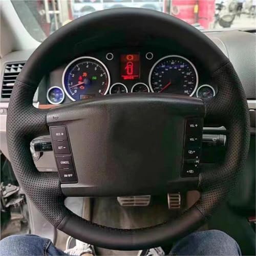 UAGFDFF Lenkradschoner Benutzerdefinierte DIY-Auto-Lenkrad-Geflechtabdeckung Für VW Für Touareg Für Phaeton 2002-2010 Auto-Innenausstattung Lenkradabdeckung(Brown Thread) von UAGFDFF