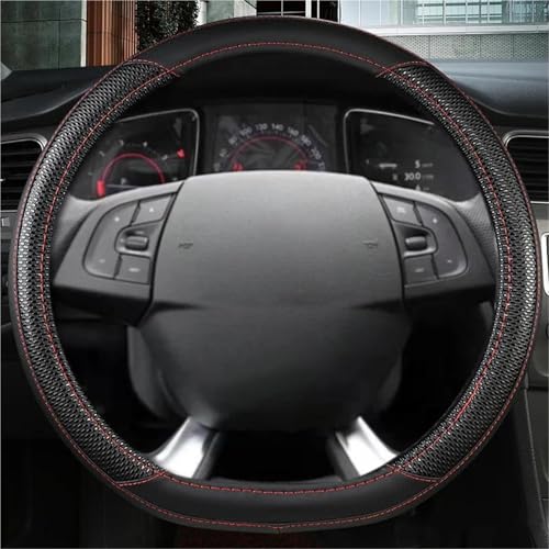 UAGFDFF Lenkradschoner D-Form Auto Lenkradbezug Leder Für Citroen DS3 DS4 DS5 DS5 DS 5LS DS6 DS7 DS9 C3-XR C4 Sega 2014-2021 Lenkradabdeckung(Schwarz) von UAGFDFF