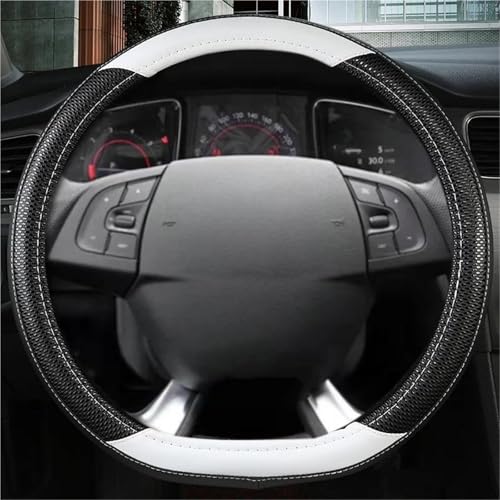 UAGFDFF Lenkradschoner D-Form Auto Lenkradbezug Leder Für Citroen DS3 DS4 DS5 DS5 DS 5LS DS6 DS7 DS9 C3-XR C4 Sega 2014-2021 Lenkradabdeckung(Weiss) von UAGFDFF