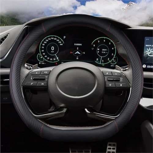 UAGFDFF Lenkradschoner Für Hyundai Für Ioniq 5 2016-2022 Autolenkradabdeckung D-Form PU-Leder Autoinnenausstattung Lenkradabdeckung(Schwarz) von UAGFDFF