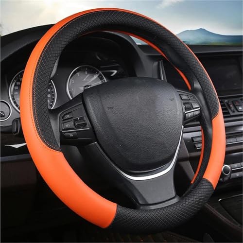 UAGFDFF Lenkradschoner Leder-Lenkradabdeckung Für VW T4 T5 T6 Für Multivan Für Caravelle Autoinnenausstattung Lenkradabdeckung(Orange) von UAGFDFF