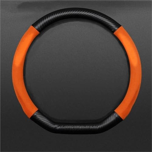 UAGFDFF Lenkradschoner Lederlenkradabdeckung Für Suzuki Für Swift 1.3L OK 2004-2013 Lenkradabdeckung(B-Orange-D Shape) von UAGFDFF