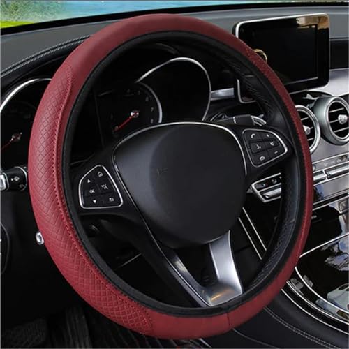 UAGFDFF Lenkradschoner Universelle rutschfeste Lederlenkradabdeckung Für A3 8P A4 B8 B6 A5 B7 A6 C6 A3 8V A1 TT B5 C7 C5 Q5 Q2 Auto-Styling Lenkradabdeckung(Red Wine) von UAGFDFF