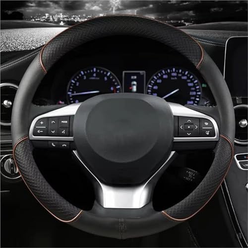 UAGFDFF Lenkradschoner rutschfeste Autolenkradabdeckungen Aus PU-Leder Innenausstattung 38Cm Für Lexus Für CT LX GX LM is GS ES LS UX NX RX Auto-Styling Lenkradabdeckung(O-Coffee) von UAGFDFF