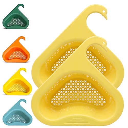 Household Swan Drain Basket, 2pcs Ecksieb für Küchenspüle, Schwanenabflusskorb, Multifunktionales Hängendes Filter Abtropfgestell, Spülen Sieb Korb Dreieckig, von UANACIA