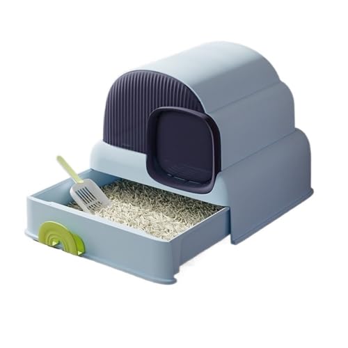 Katzentoilette, Geschlossene Katzentoilette mit Haube und Schublade, spritzwassergeschützt und leicht zu reinigen Katzentoilette(Blue) von UANFHWZF