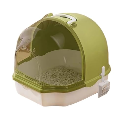 Katzentoilette, Geschlossene Katzentoilette mit Tür, große Anti-Spritz-Toilette for Katzen Katzentoilette(Green) von UANFHWZF