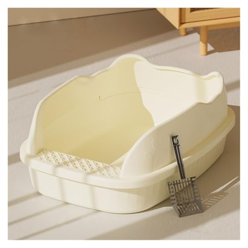 Katzentoilette, Große Katzentoilette mit Antihaftbeschichtung, hohen Seitenwänden und offener Oberseite for kleine Katzen Katzentoilette(White) von UANFHWZF