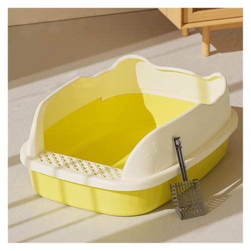 Katzentoilette, Große Katzentoilette mit Antihaftbeschichtung, hohen Seitenwänden und offener Oberseite for kleine Katzen Katzentoilette(Yellow) von UANFHWZF