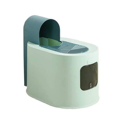 Katzentoilette, Große Katzentoilette mit Haube, Deckel, Spritzschutz und leicht zu reinigender Schale Katzentoilette(Blue) von UANFHWZF