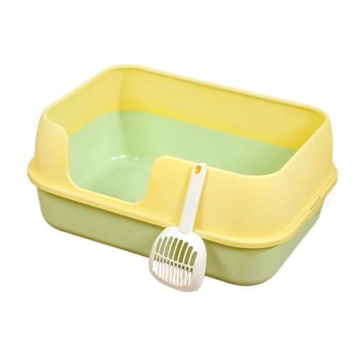 Katzentoilette, Halbgeschlossene Katzentoilette mit hohen Seitenwänden for große Katzen und Kaninchen, abnehmbar Katzentoilette(Green) von UANFHWZF