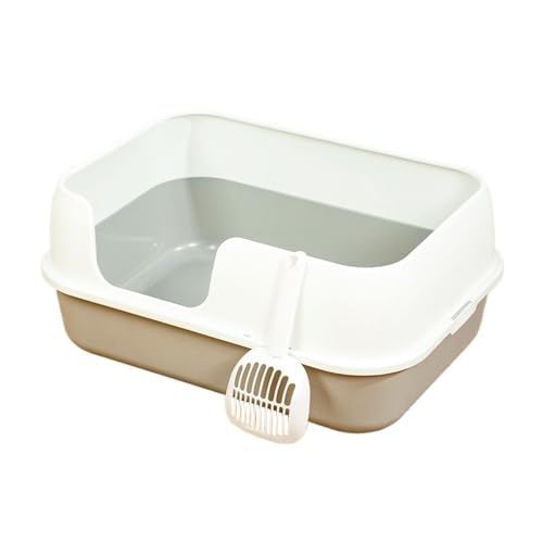 Katzentoilette, Halbgeschlossene Katzentoilette mit hohen Seitenwänden for große Katzen und Kaninchen, abnehmbar Katzentoilette(White) von UANFHWZF