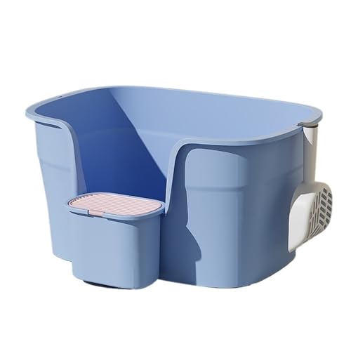 Katzentoilette, Katzentoilette mit hoher Wand, XL, Spritzschutz for mehrere Katzen Katzentoilette(Blue) von UANFHWZF