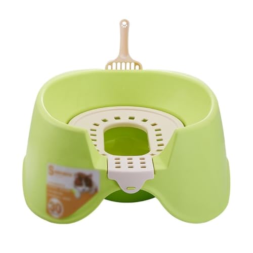 Katzentoilette, Katzentoilette mit offener Oberseite, spritzwassergeschützte Katzentoilette, leicht zu reinigendes Haustierzubehör Katzentoilette(Green) von UANFHWZF
