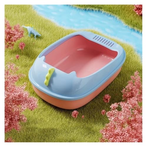 Katzentoilette, Robuste offene Katzentoilette mit Schaufel, Spritzschutz-Tiertablett Katzentoilette(Blue) von UANFHWZF