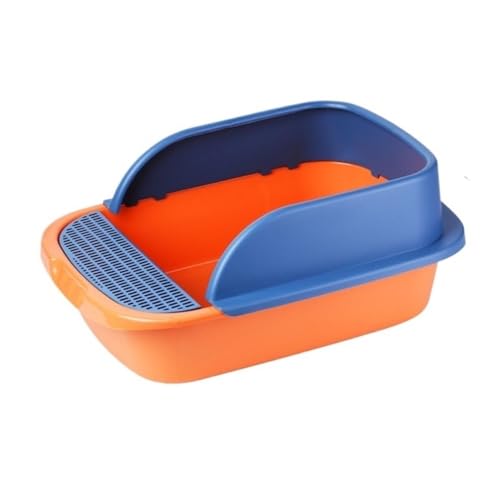 Katzentoilette, Spritzwassergeschützte halbgeschlossene Katzentoilette, rechteckige Katzentoilette Katzentoilette(Blue,L) von UANFHWZF