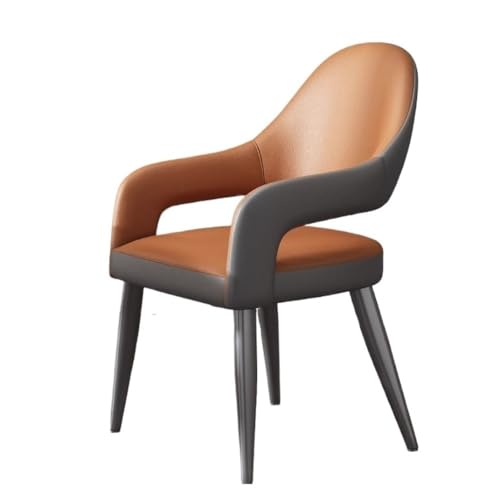 UANFHWZF Esszimmerstühle Akzentstuhl aus Kunstleder mit gepolsterter Sitzfläche und Metallbeinen, moderner Esszimmerstuhl for Wohnzimmer(Orange) von UANFHWZF