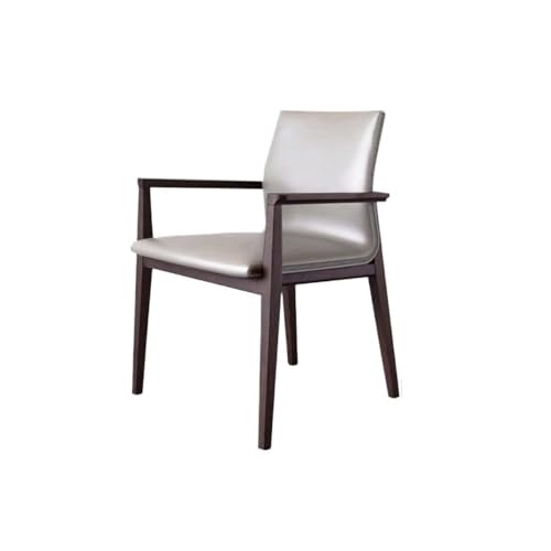 UANFHWZF Esszimmerstühle Chinesischer Esszimmerstuhl aus Massivholz mit Rückenlehne aus echtem Leder(Light Grey) von UANFHWZF