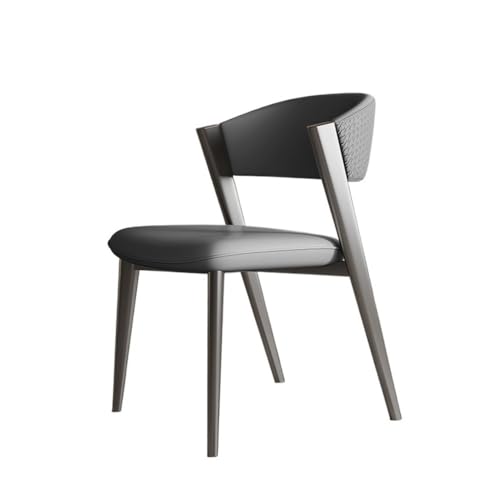 UANFHWZF Esszimmerstühle Mid Century Esszimmerstuhl aus PU-Leder mit Metallbeinen for die Küche(Dark Grey) von UANFHWZF