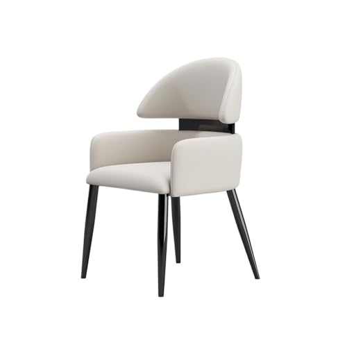 UANFHWZF Esszimmerstühle Mid-Century Modern Esszimmerstühle mit Armlehnen aus Kunstleder und schwarzen Metallbeinen(White) von UANFHWZF