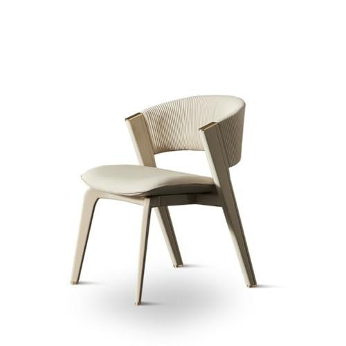 UANFHWZF Esszimmerstühle Minimalistische Esszimmerstühle mit echtem Leder, Moderne Wohnmöbel(Beige) von UANFHWZF