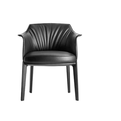UANFHWZF Esszimmerstühle Minimalistischer Esszimmerstuhl aus Massivholz, Hocker mit Lederrückenlehne(Black) von UANFHWZF